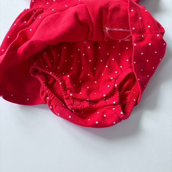 Carter's Girls 3 Month Romper Outfit Dress Christmas Santa Red Polka Dots - Picture 5 of 6